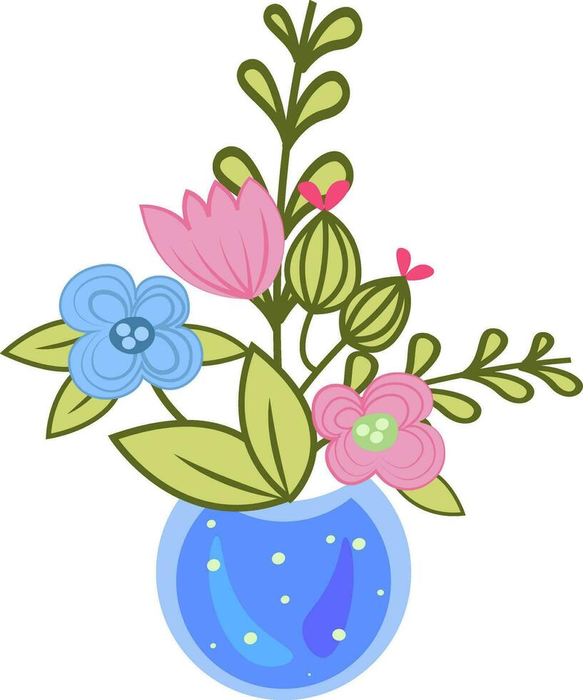 Flowers in pot, illustration, vector on white background