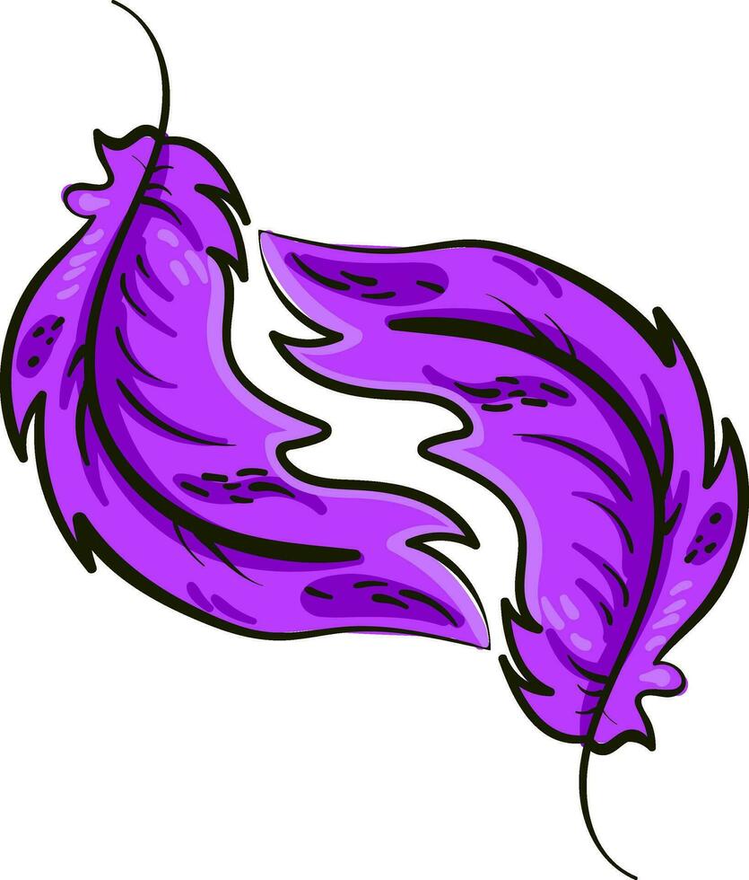 Purple feather, illustration, vector on white background