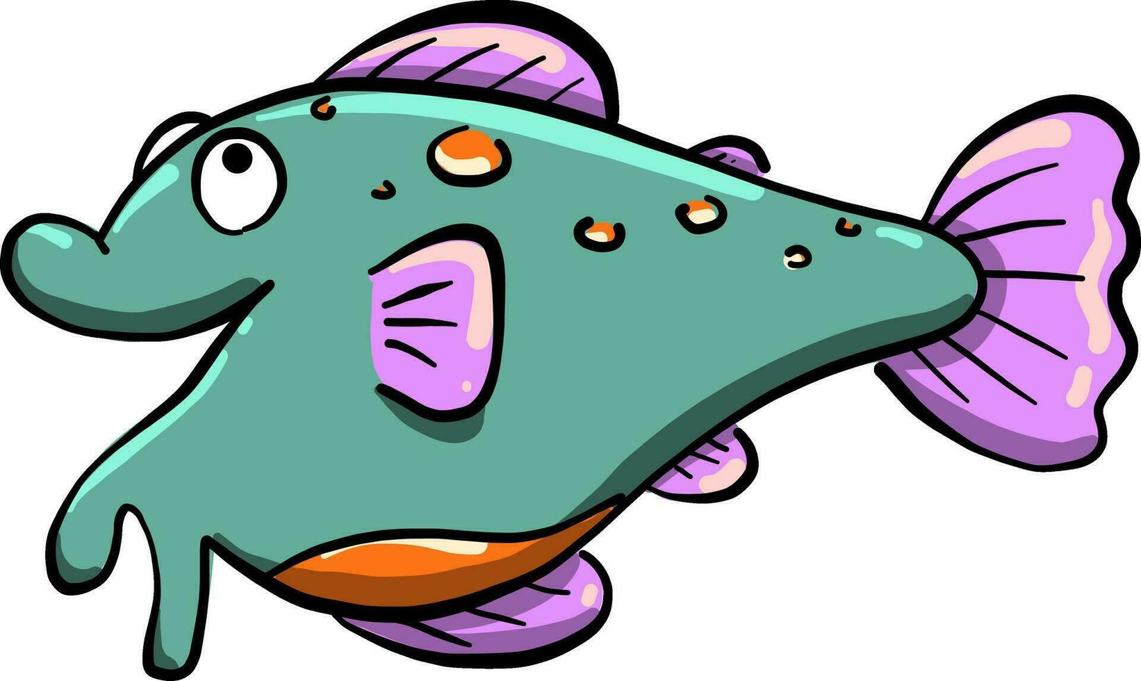 pez verde, ilustración, vector sobre fondo blanco