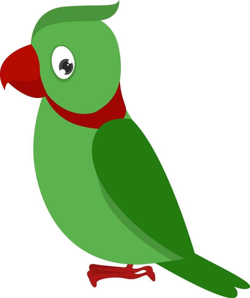 Green parrot, illustration, vector on white background