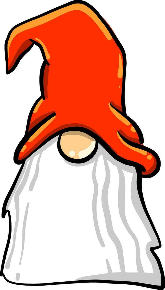 Gnome with a red hat, illustration, vector on white background