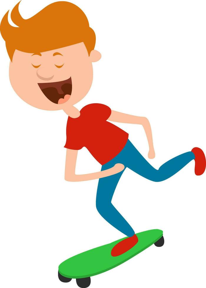 Boy on a skateboard, illustration, vector on white background