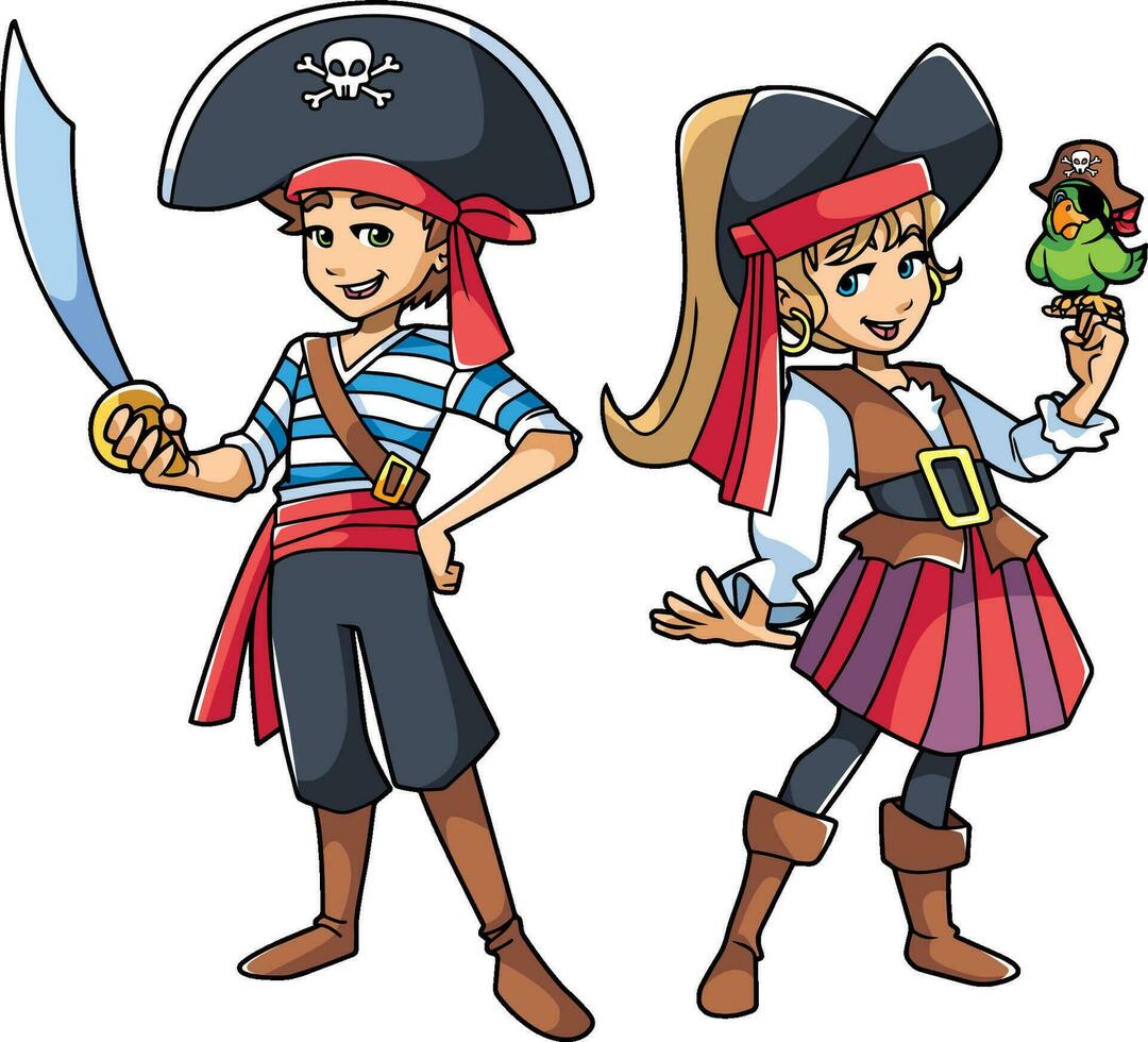 pirata niños ilustración vector