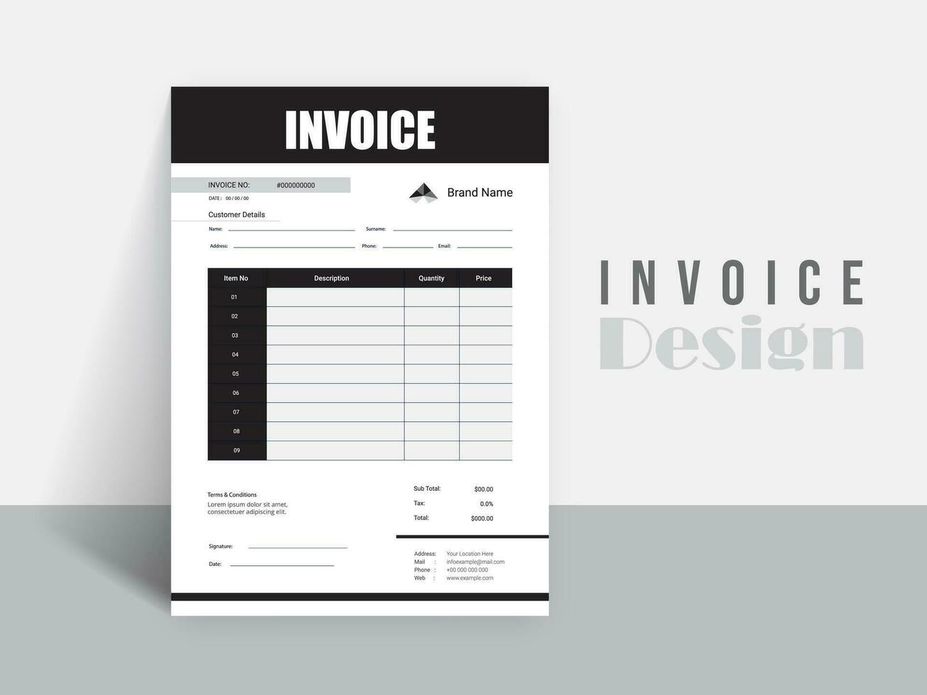Professional Invoice Design. Business invoice form template. money bills or pricelist and payment agreement design templates. vector