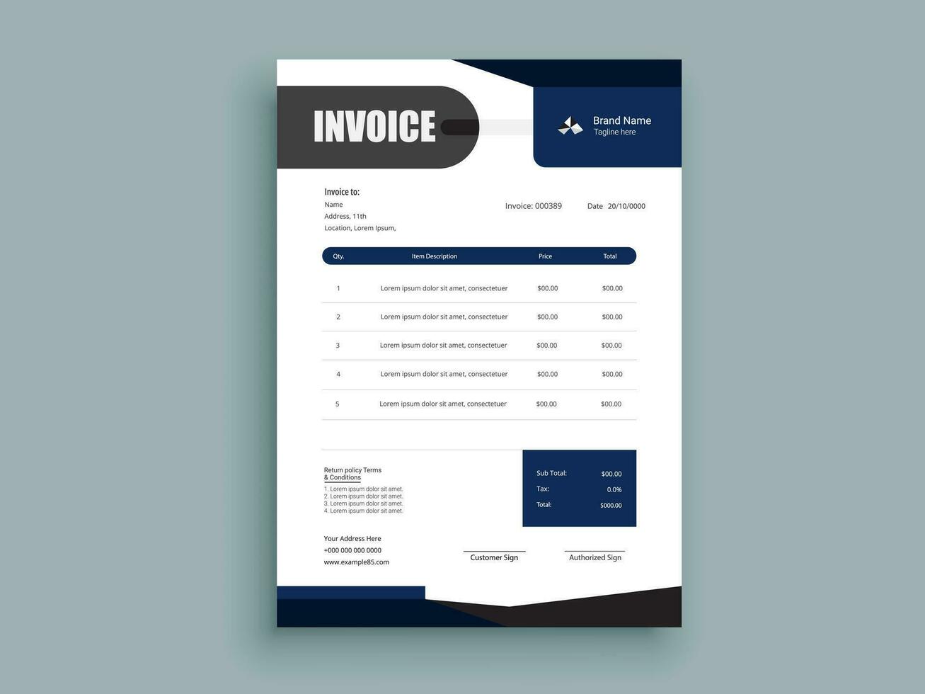 Professional Invoice Design. Business invoice form template. money bills or pricelist and payment agreement design templates. vector