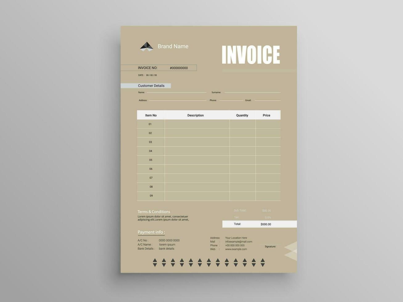 Professional Invoice Design. Business invoice form template. money bills or pricelist and payment agreement design templates. vector