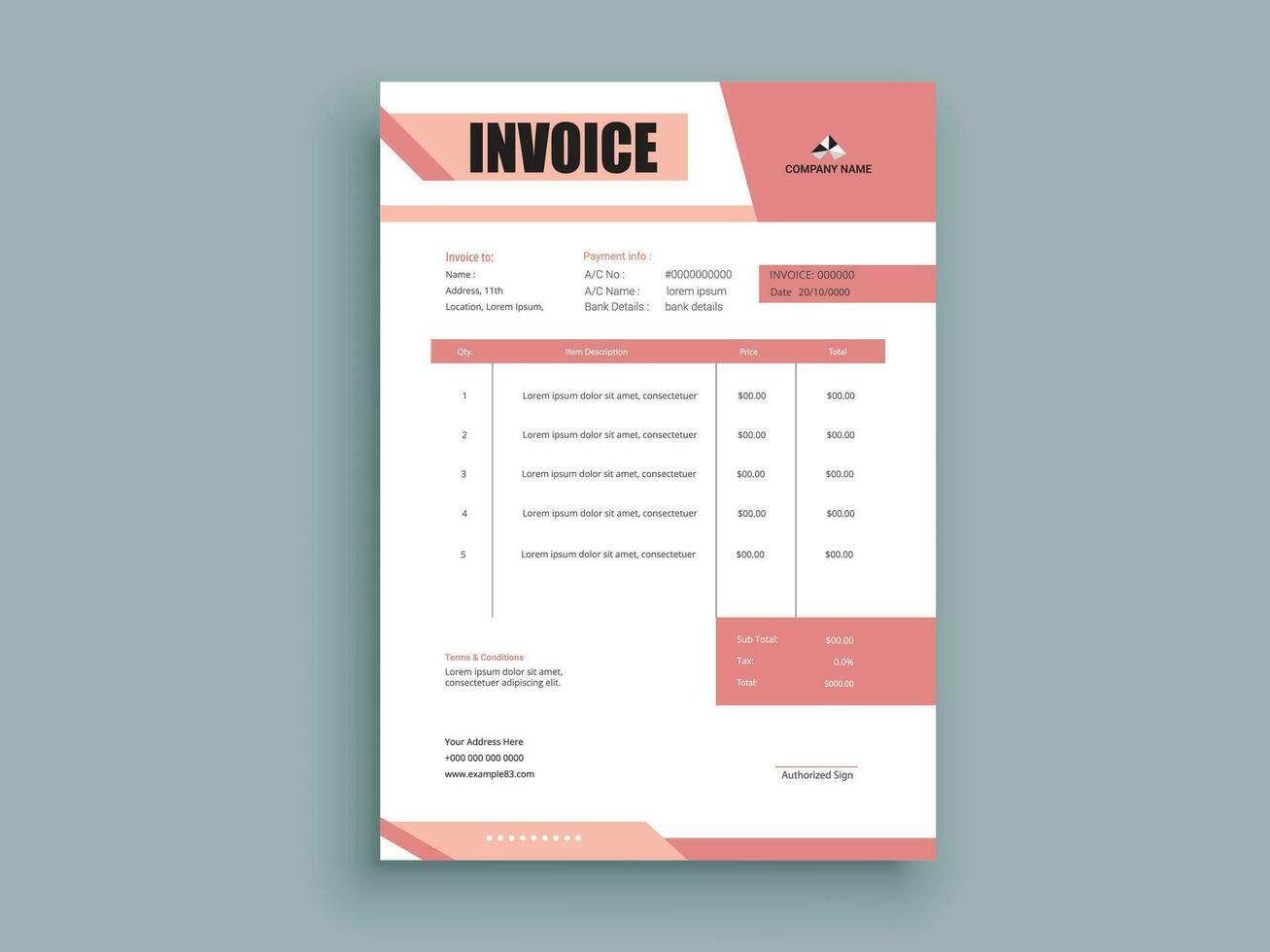 Business invoice form template. Invoicing quotes, money bills or pricelist and payment agreement design templates. Tax form, or payment receipt. vector