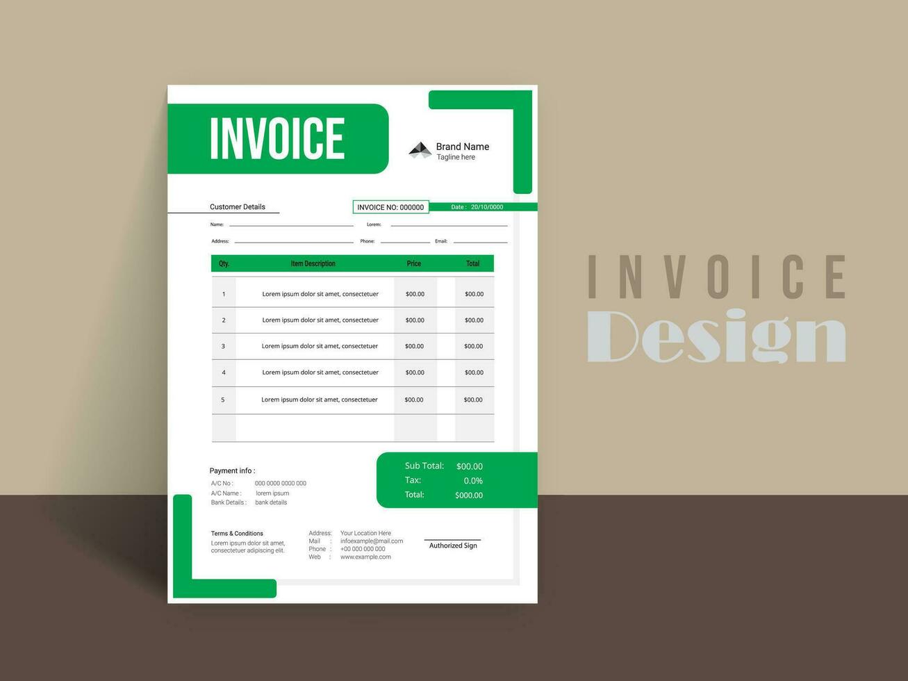 Professional Invoice Design. Business invoice form template. money bills or pricelist and payment agreement design templates. vector