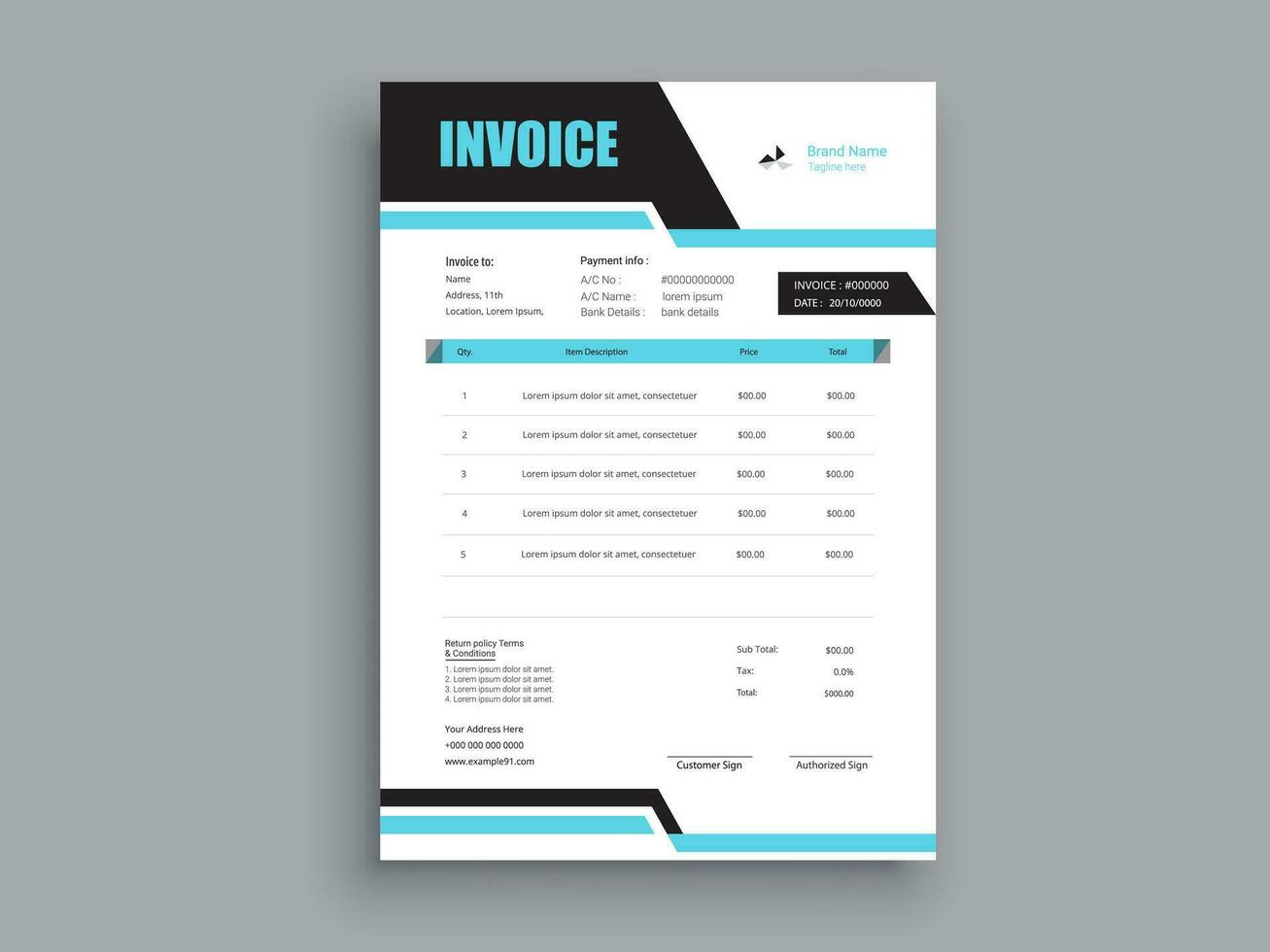 Professional Invoice Design. Business invoice form template. money bills or pricelist and payment agreement design templates. vector