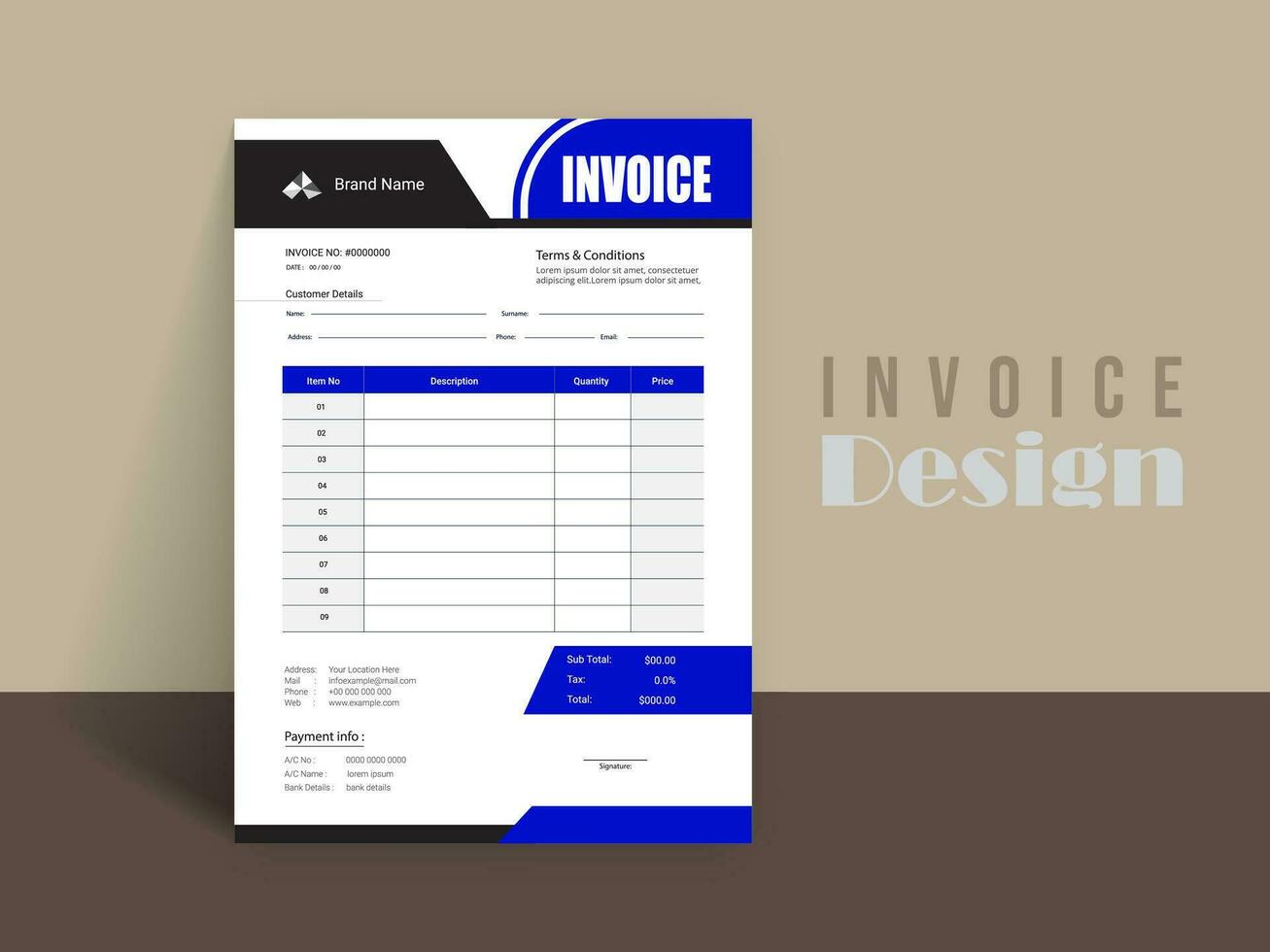 Professional Invoice Design. Business invoice form template. money bills or pricelist and payment agreement design templates. vector