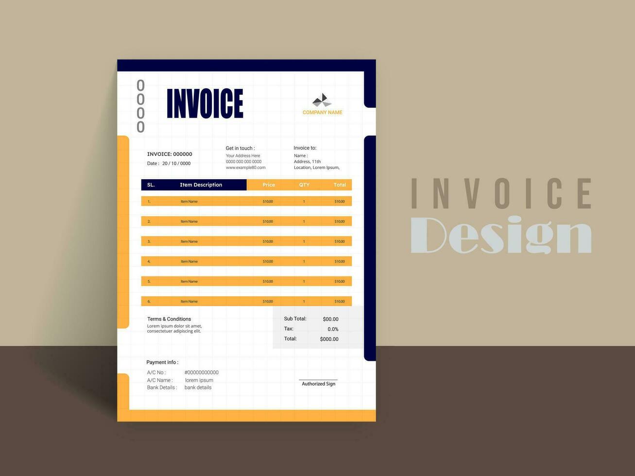 Professional Invoice Design. Business invoice form template. money bills or pricelist and payment agreement design templates. vector