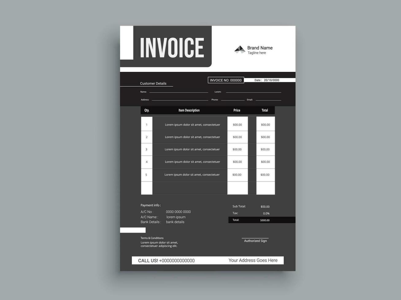Professional Invoice Design. Business invoice form template. money bills or pricelist and payment agreement design templates. vector