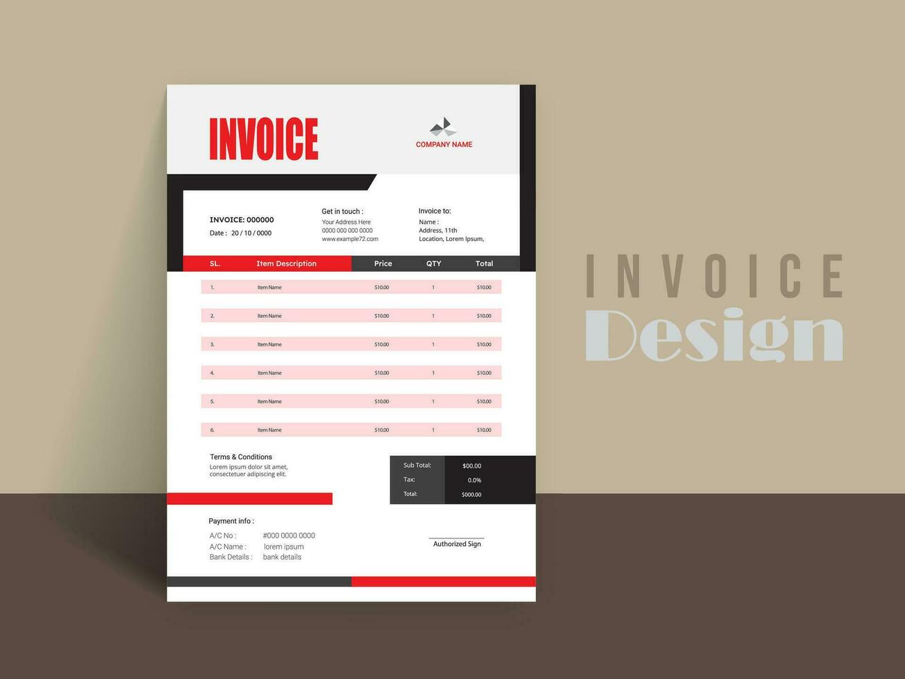 Professional Invoice Design. Business invoice form template. money bills or pricelist and payment agreement design templates. vector