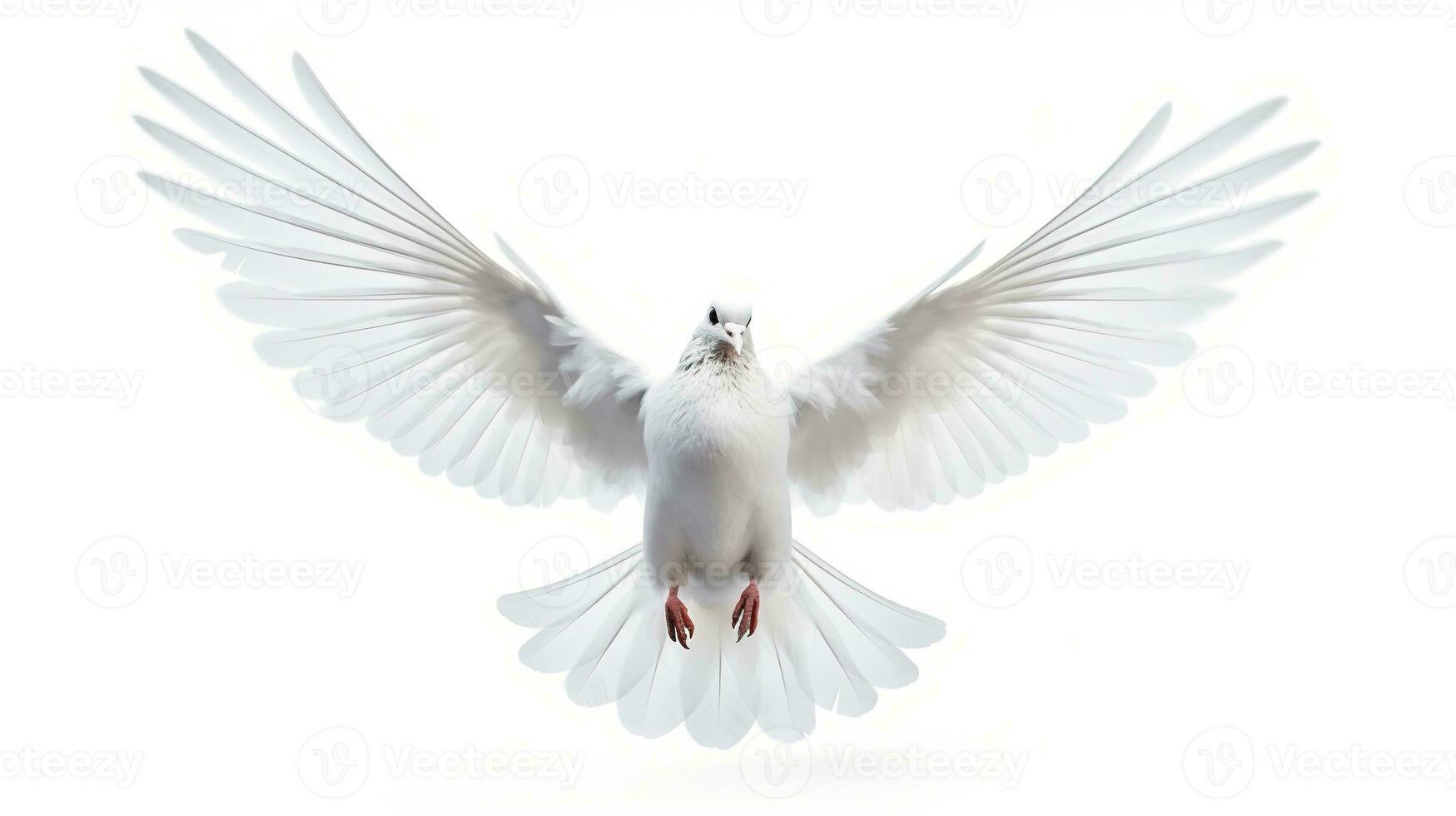 AI generated White Pigeon Isolated on the Minimalist Background. Peace, Divine, Love, Fertility Concept photo