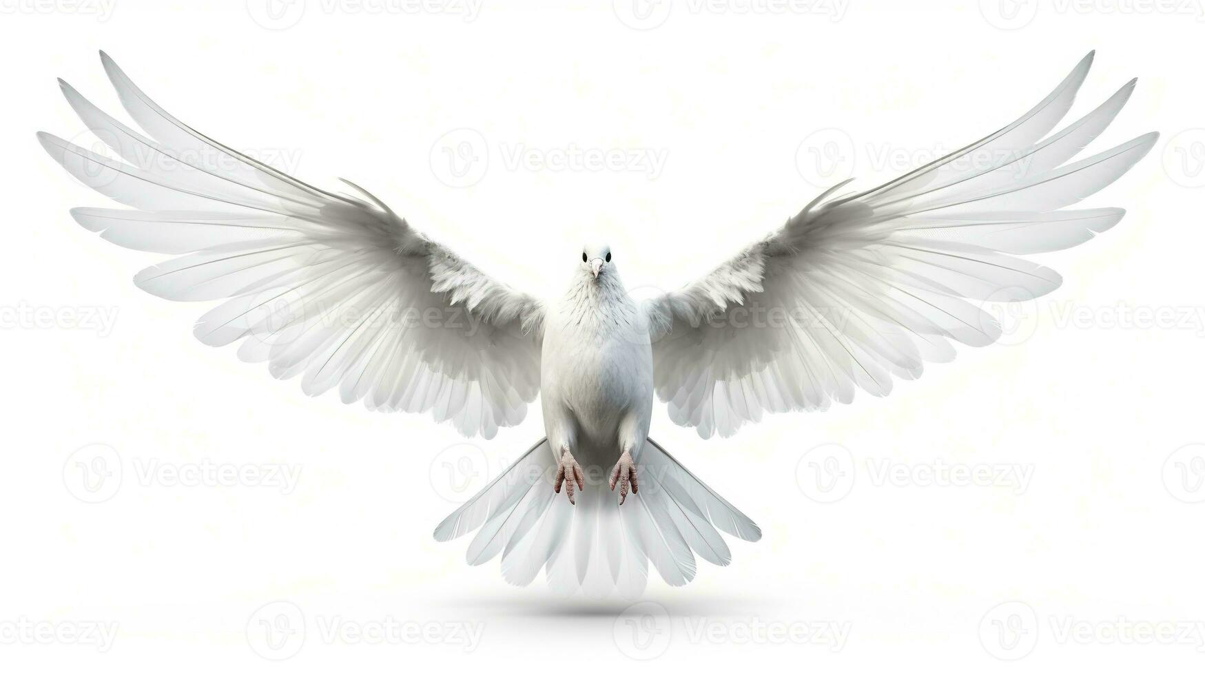 AI generated White Pigeon Isolated on the Minimalist Background. Peace, Divine, Love, Fertility Concept photo