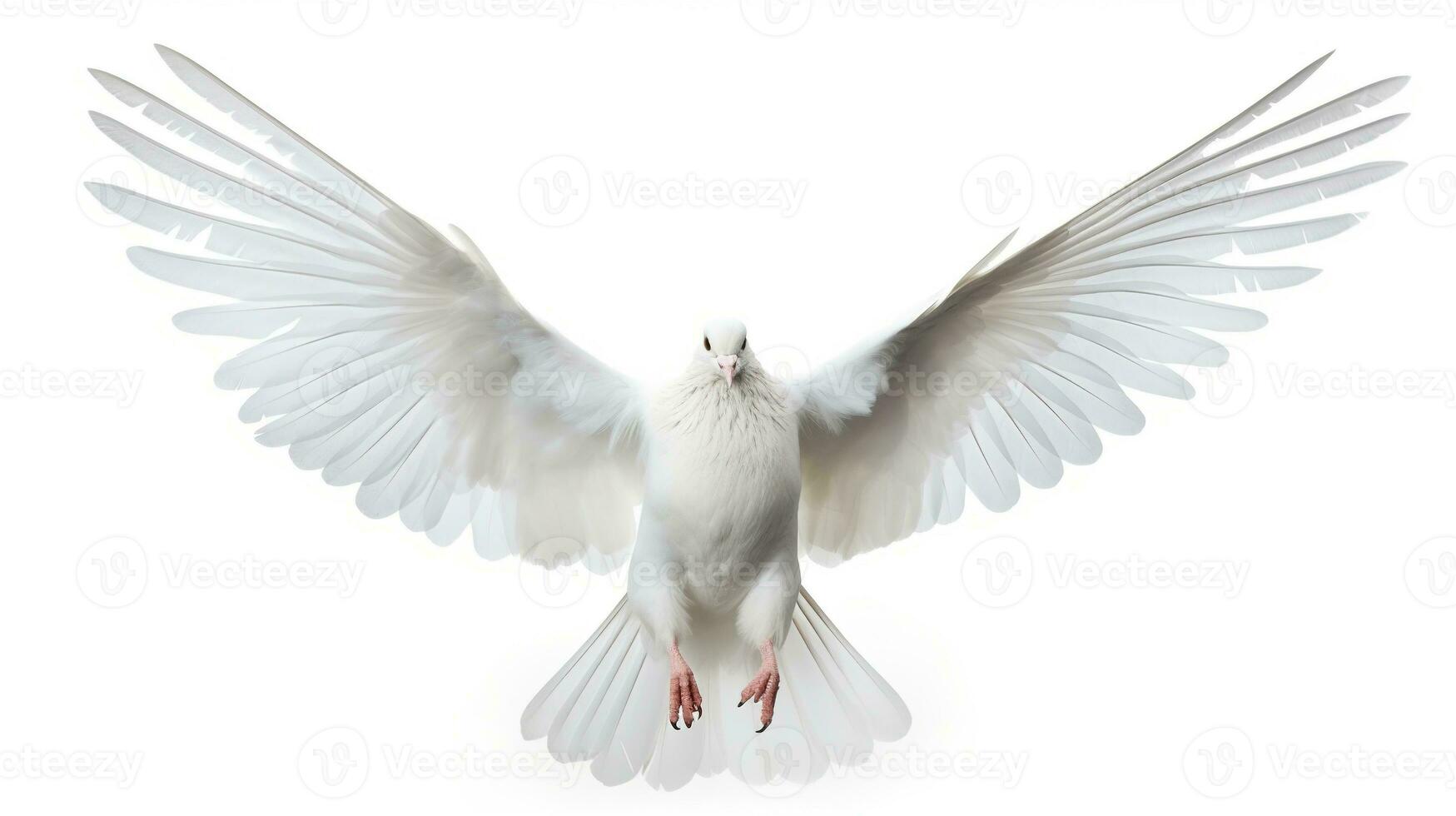 AI generated White Pigeon Isolated on the Minimalist Background. Peace, Divine, Love, Fertility Concept photo