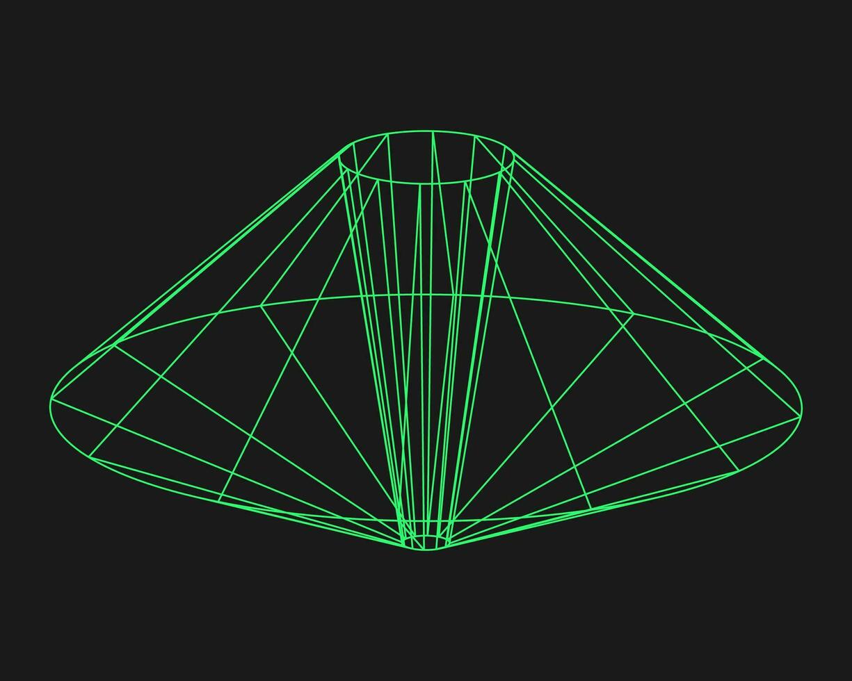 Cyber geometry y2k element. Cyberpunk shape. Isolated style on black background. Vector trendy illustration.