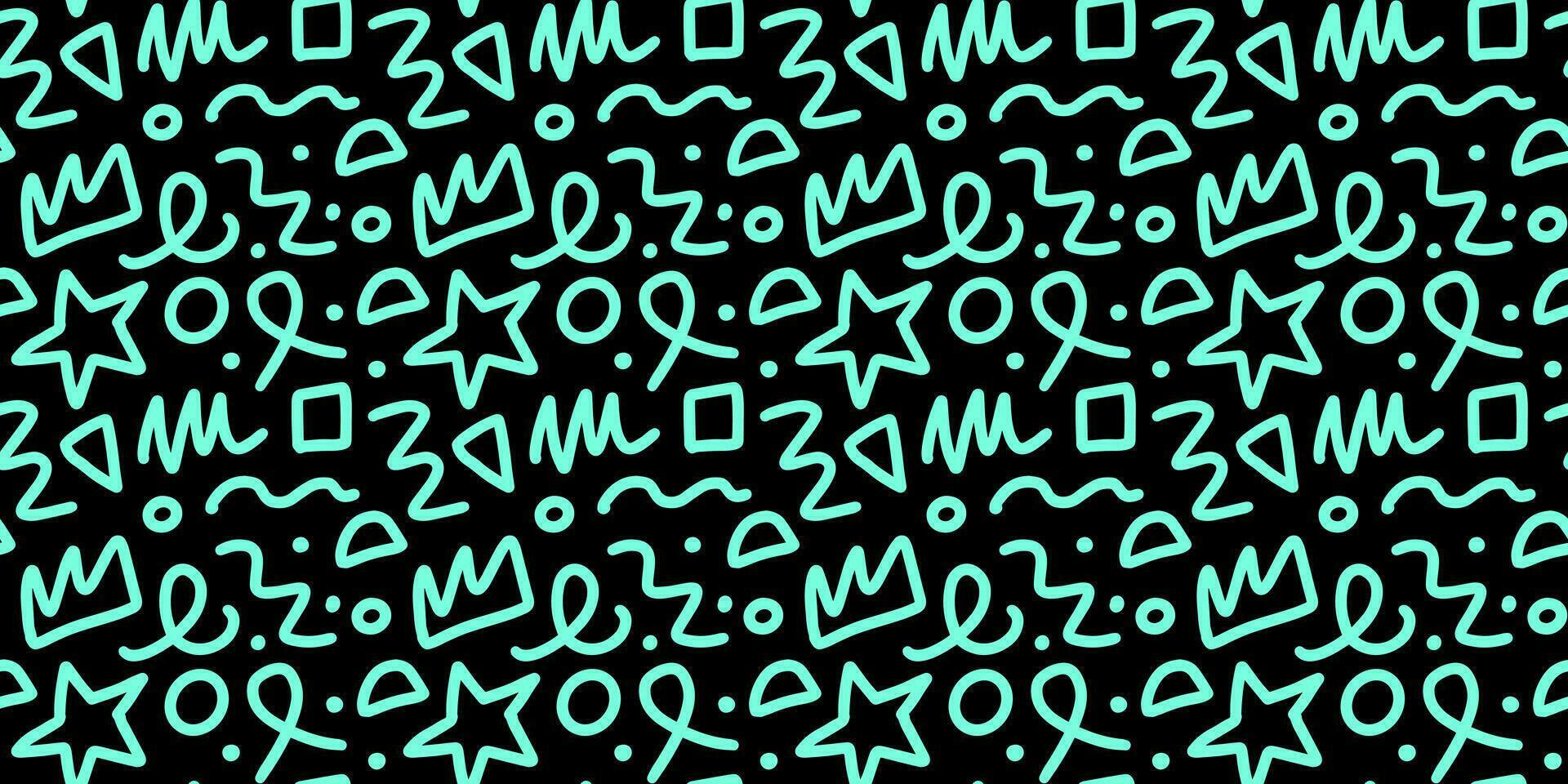 90s seamless blue on black pattern squiggle random vector