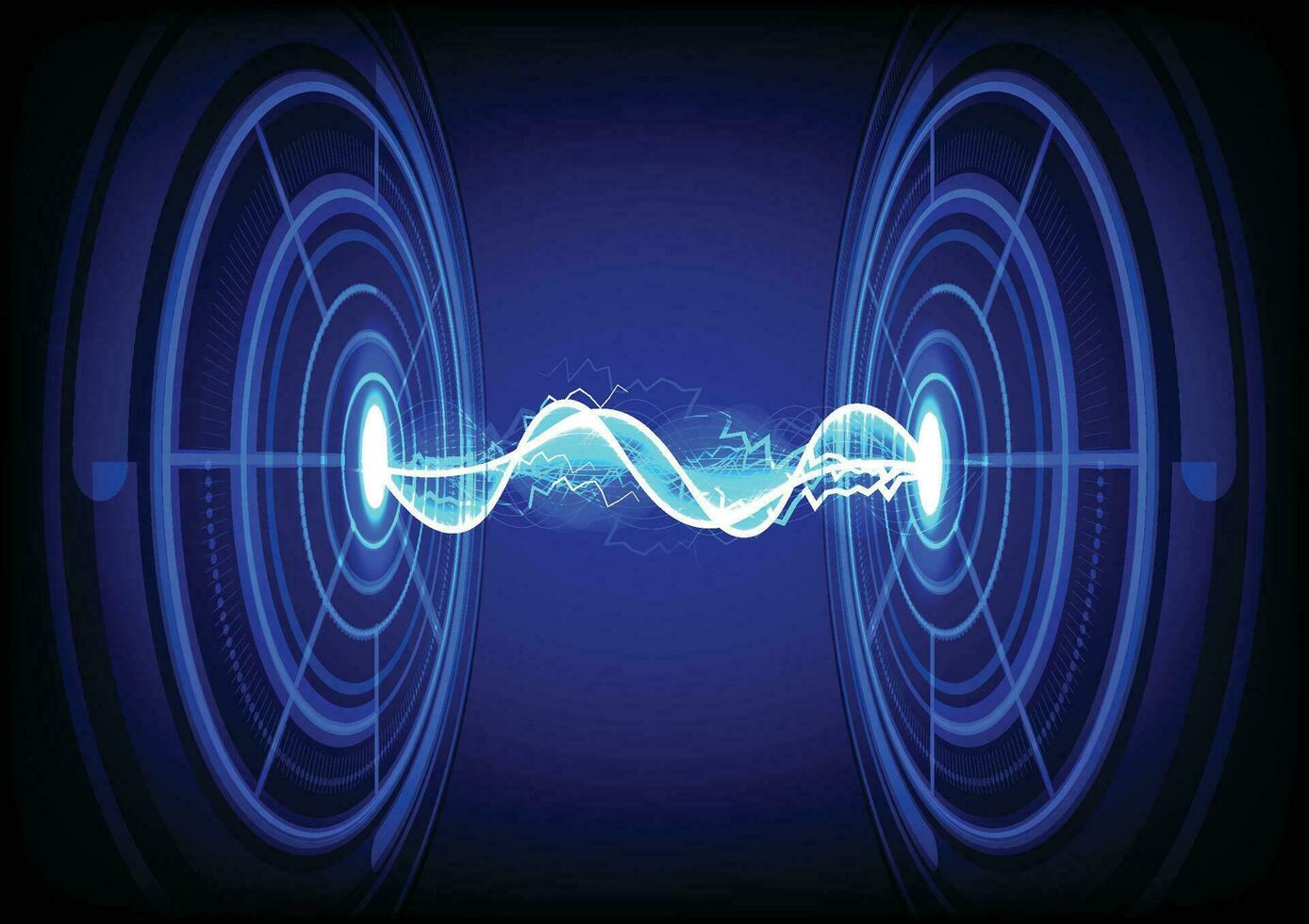 Digital futuristic technology with flash. Data transmission connection in the internet network Displays information wave and current exchange. There are technology circles and waves vector