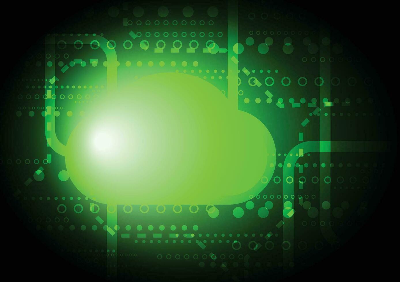 Cloud computing online storage. Future modern internet business technology. Green glowing global data information exchange available background vector illustration