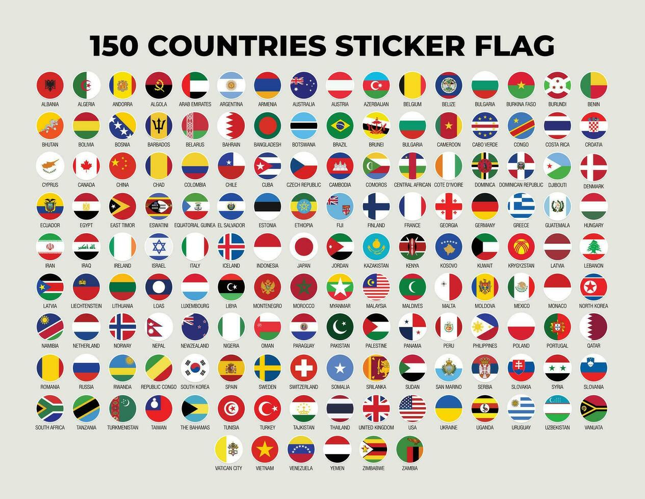 Collection Pack of Countries Flag Sticker Vector Design Template