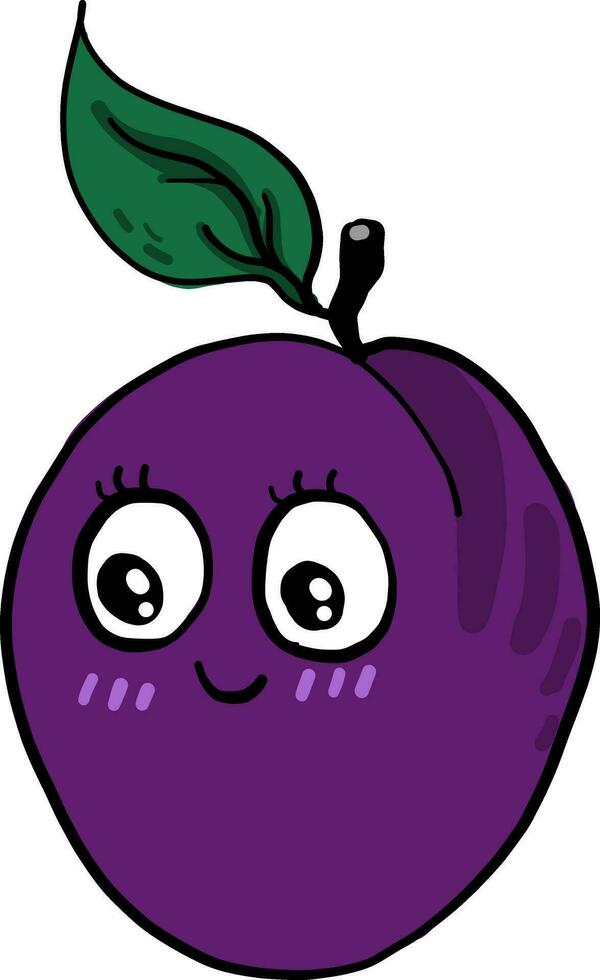 Cute little plum, illustration, vector on white background