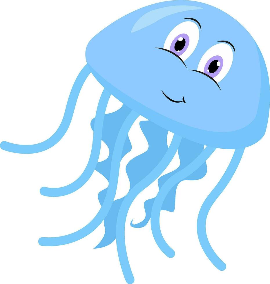 Blue jelly fish, illustration, vector on white background