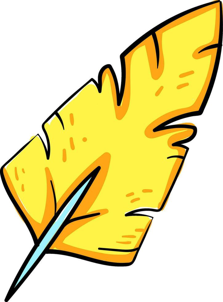 Yellow feather, illustration, vector on white background