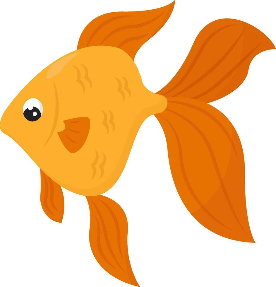 Small gold fish, illustration, vector on white background