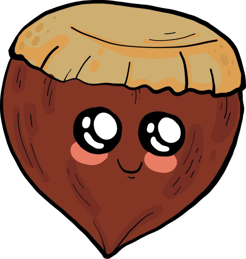 Hazelnut cute, illustration, vector on white background