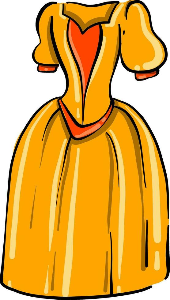 Big yellow dress, illustration, vector on white background