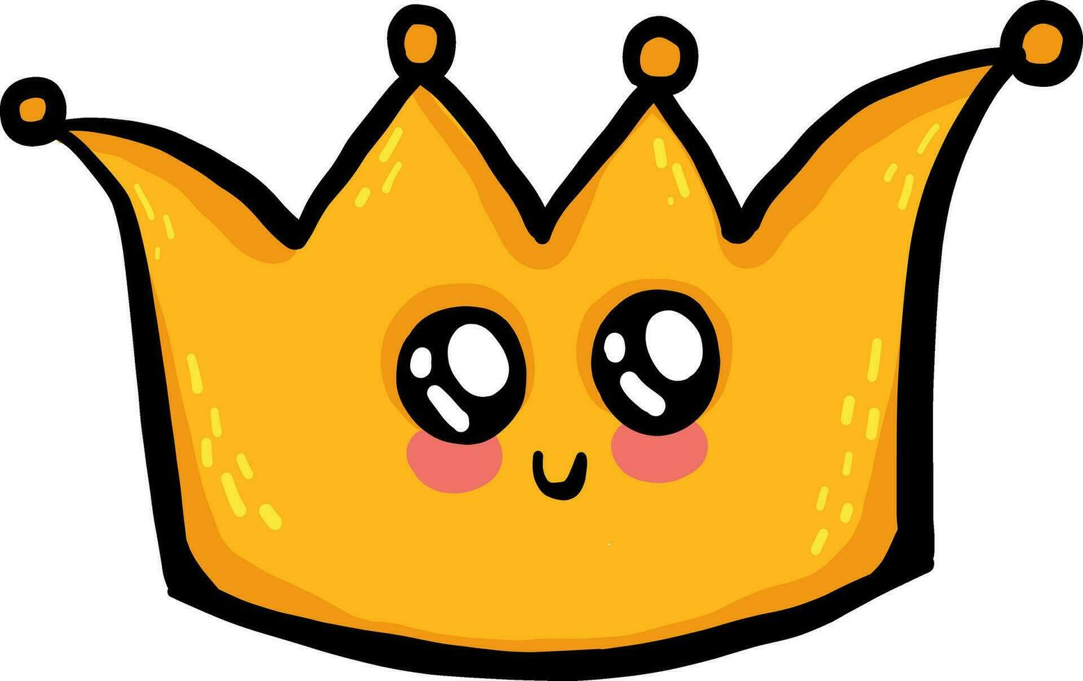 Cute crown with a face, illustration, vector on white background