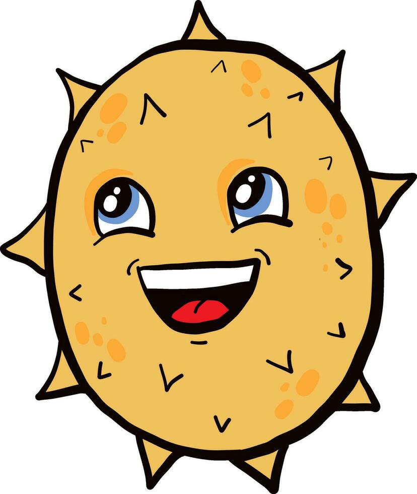 kiwano con azul ojos, ilustración, vector en blanco antecedentes