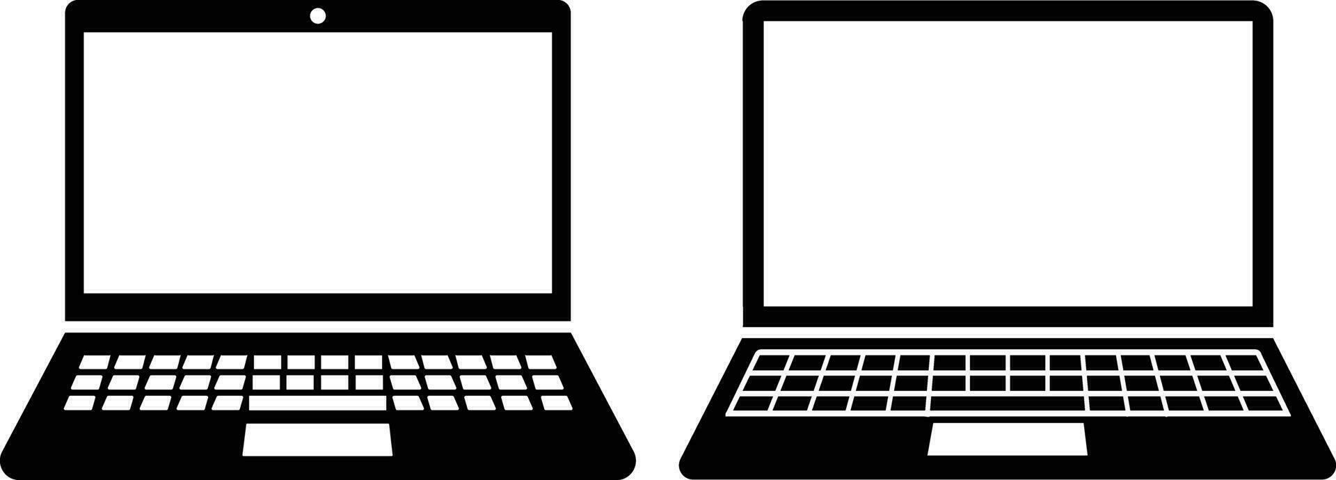 ordenador portátil computadora icono en plano colocar. aislado en electrónica y dispositivos relacionado computadora computadora portátil, hardware lcd televisión firmar símbolo vector para aplicaciones y sitio web