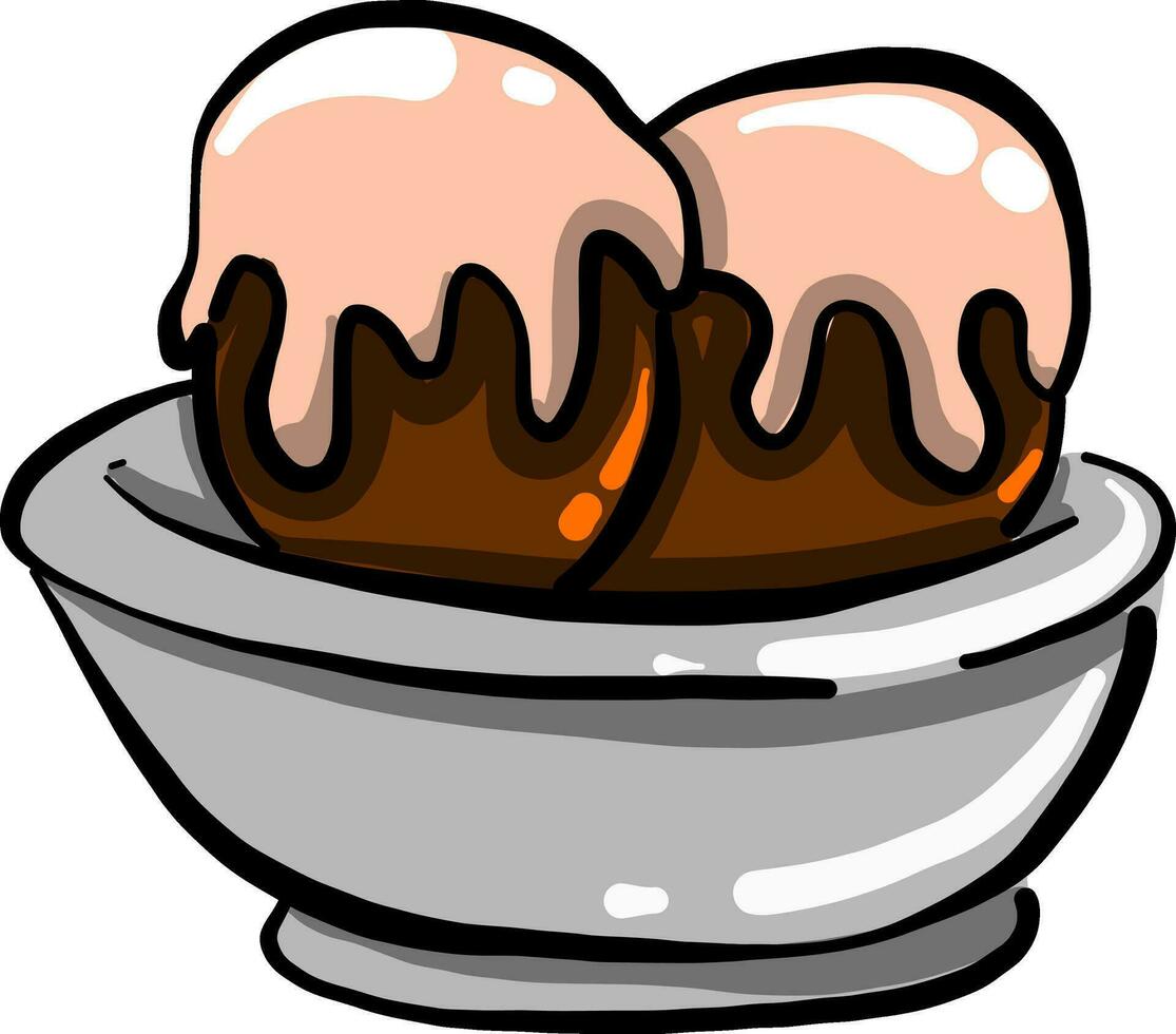 Chocolate ice cream, illustration, vector on white background