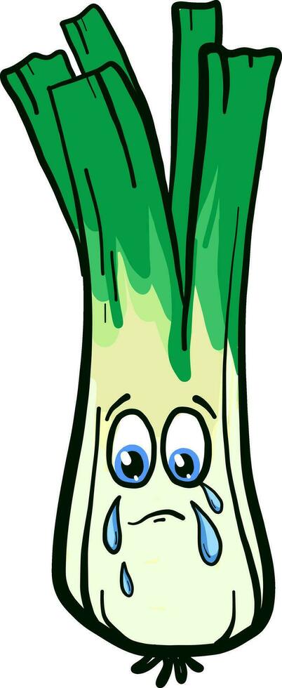 Crying leek, illustration, vector on white background