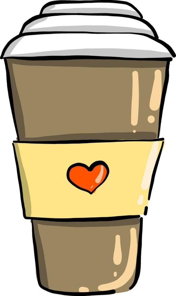 café taza con un corazón, ilustración, vector en blanco antecedentes