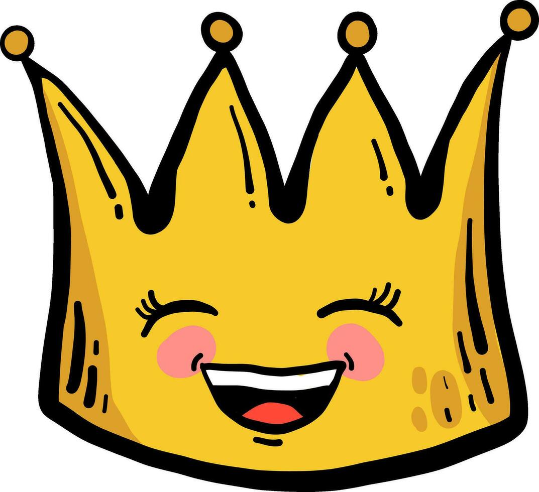 Happy gold crown, illustration, vector on white background