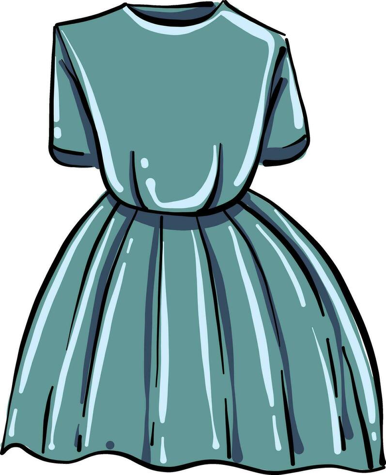 vestido azul, ilustración, vector sobre fondo blanco