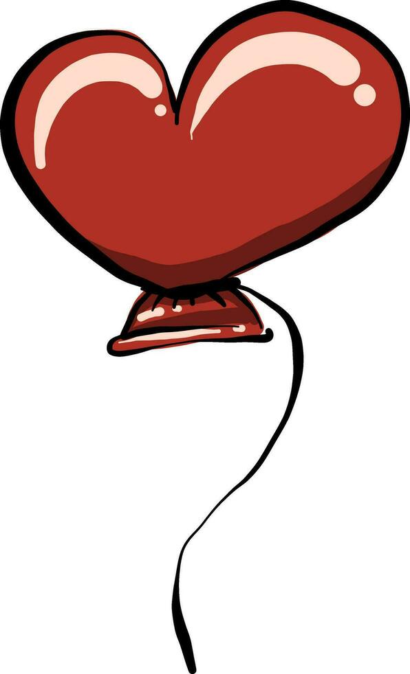 Heart shaped balloon, illustration, vector on white background
