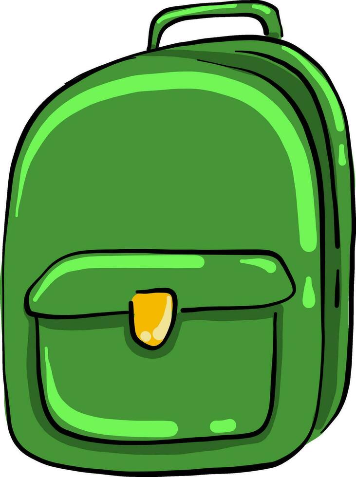 Green backpack, illustration, vector on white background