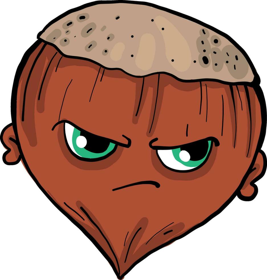 Hazelnut angry, illustration, vector on white background