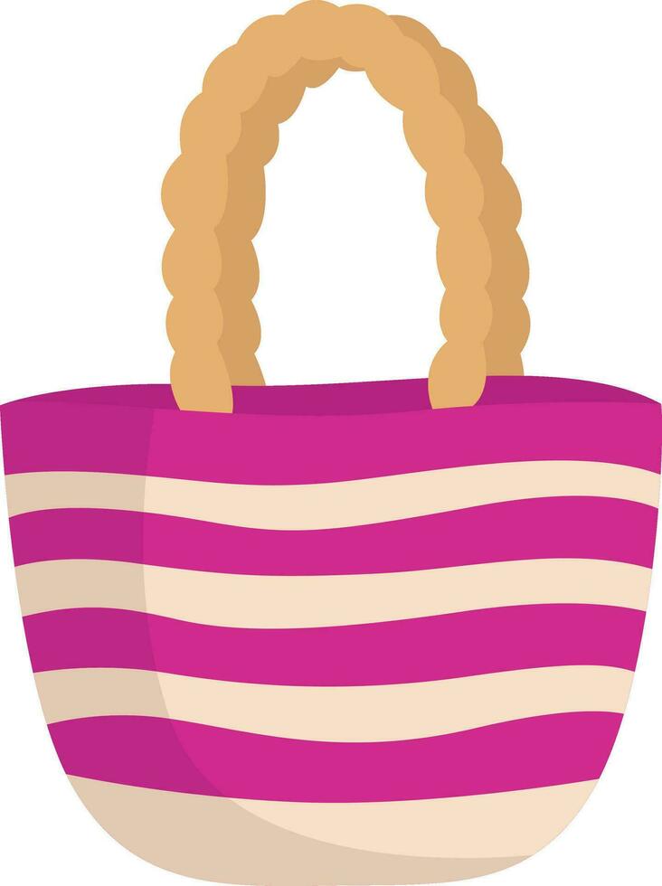 Pink beach bag, illustration, vector on white background