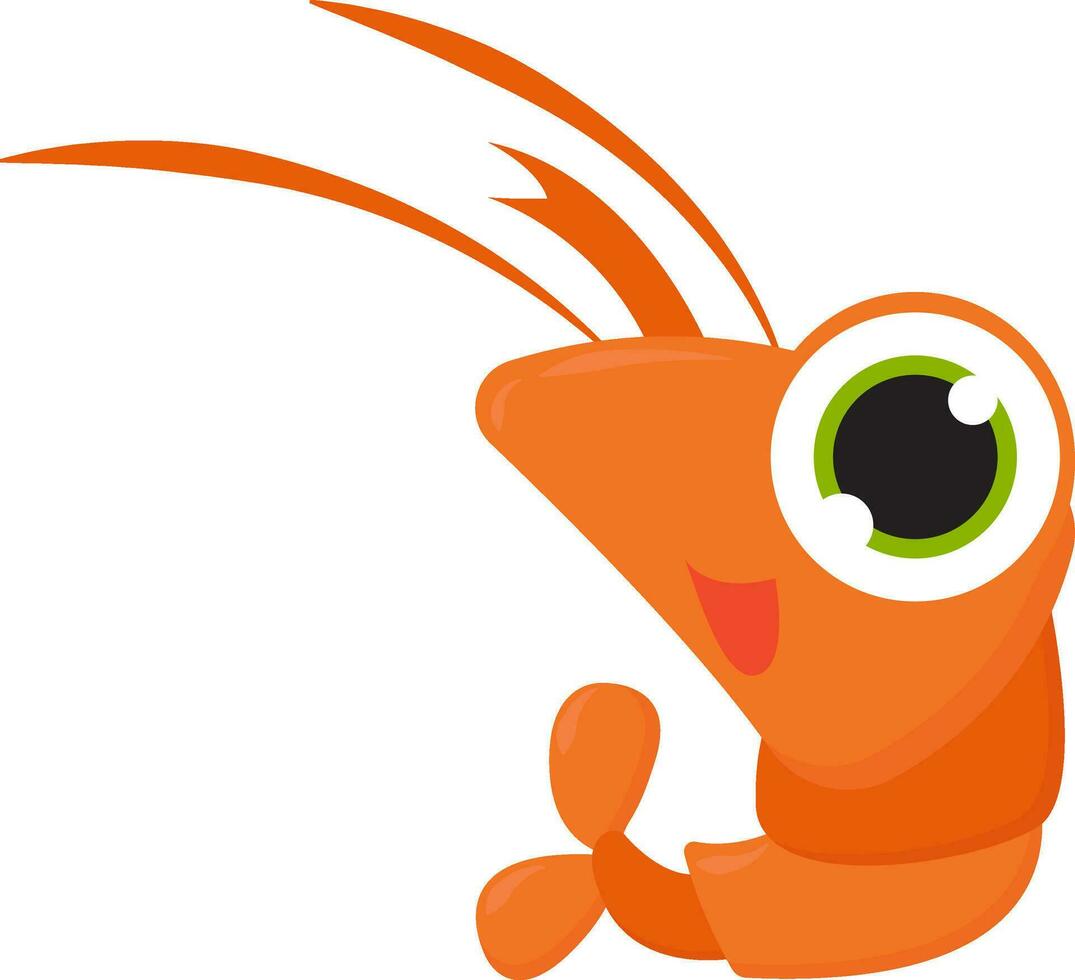 Baby shrimp, illustration, vector on white background