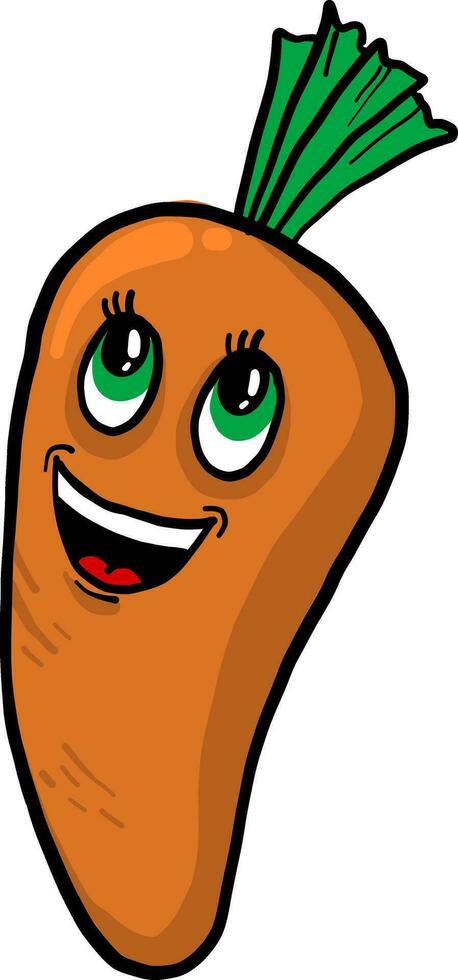 Happy carrot, illustration, vector on white background