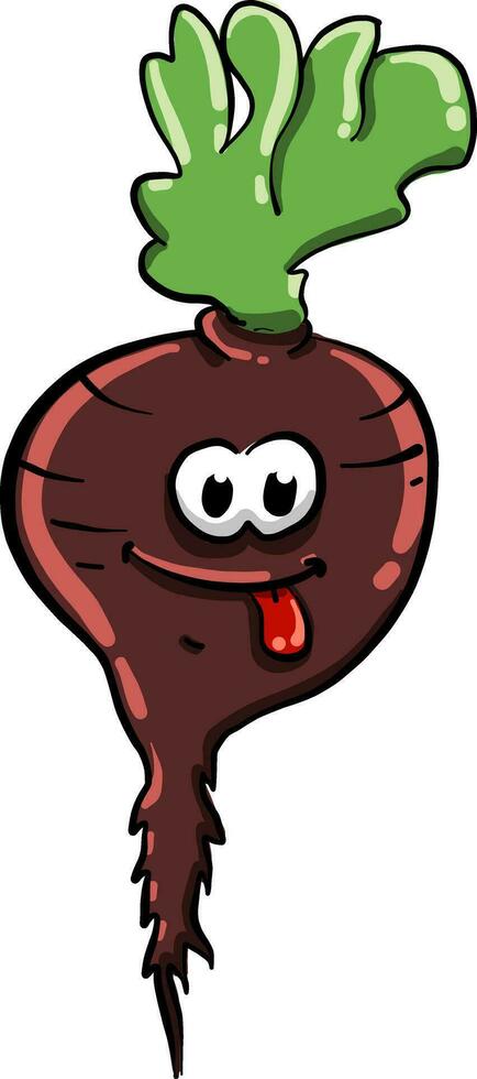 Goofy beet, illustration, vector on white background