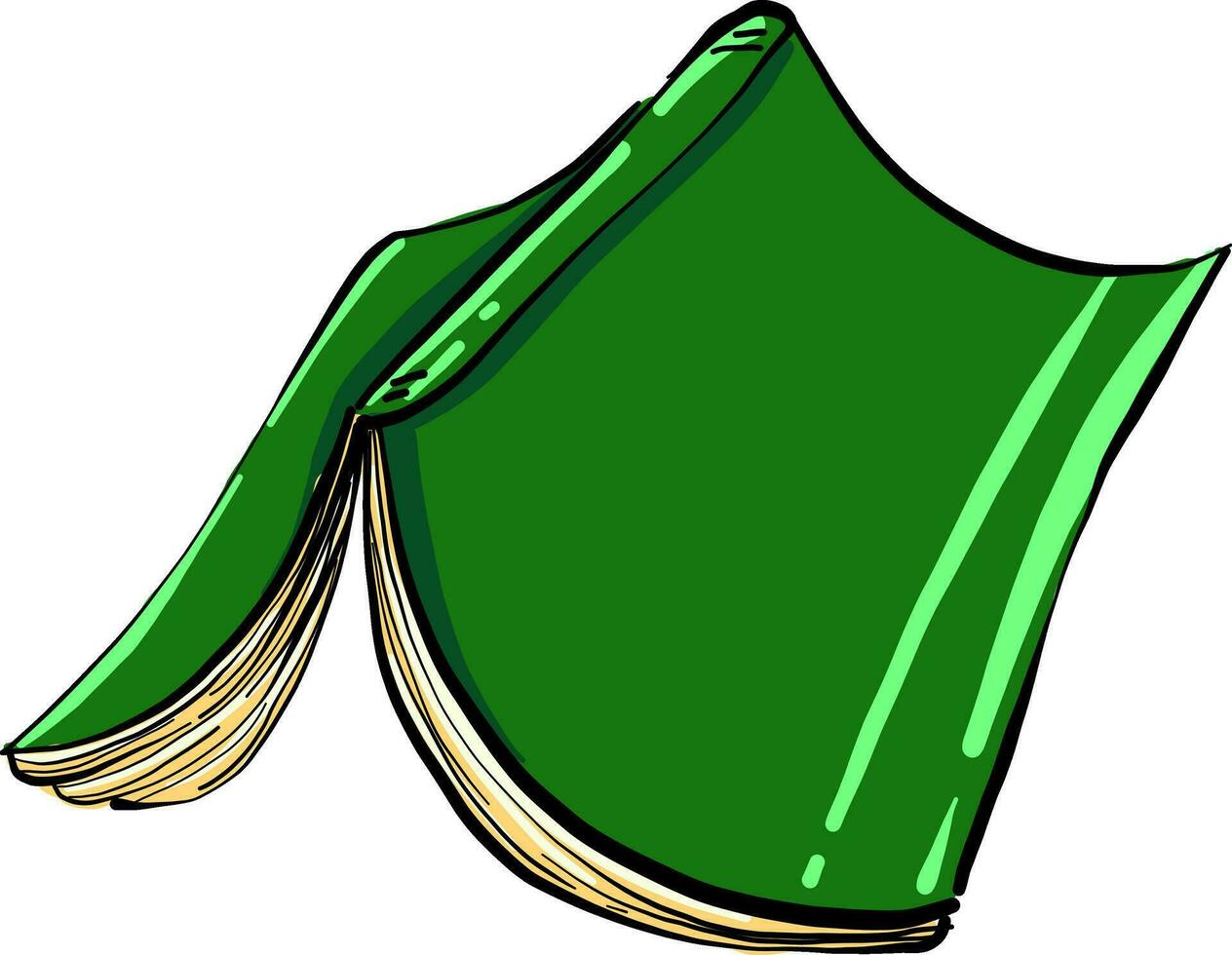 libro verde, ilustración, vector sobre fondo blanco