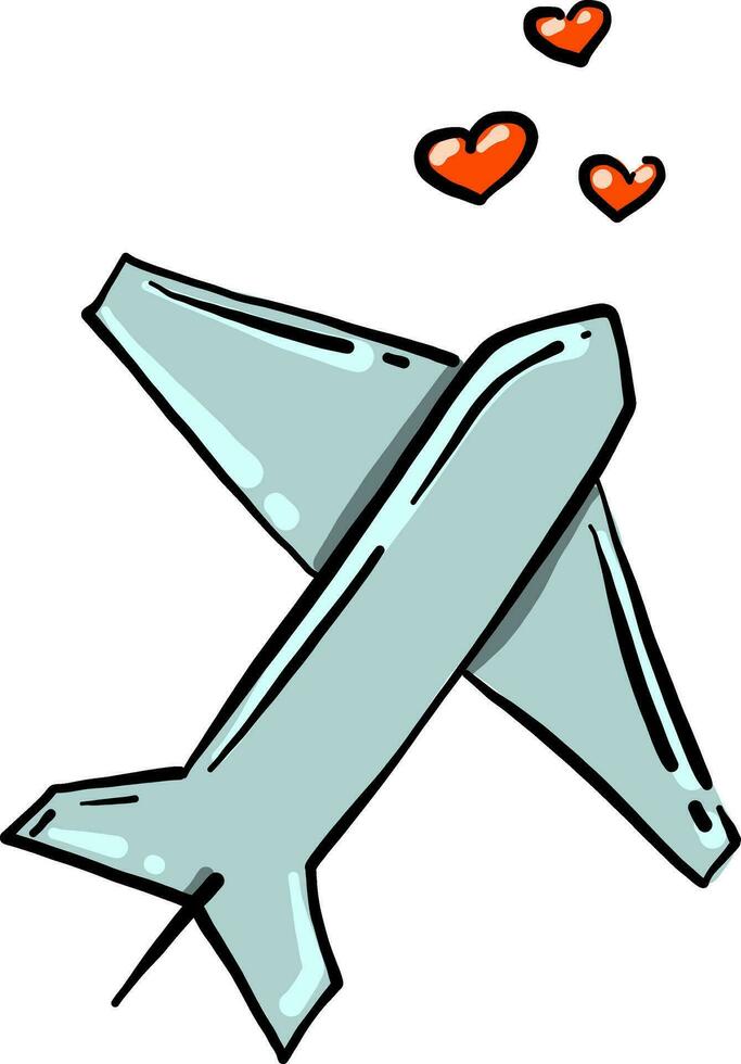 Plane of love, illustration, vector on white background