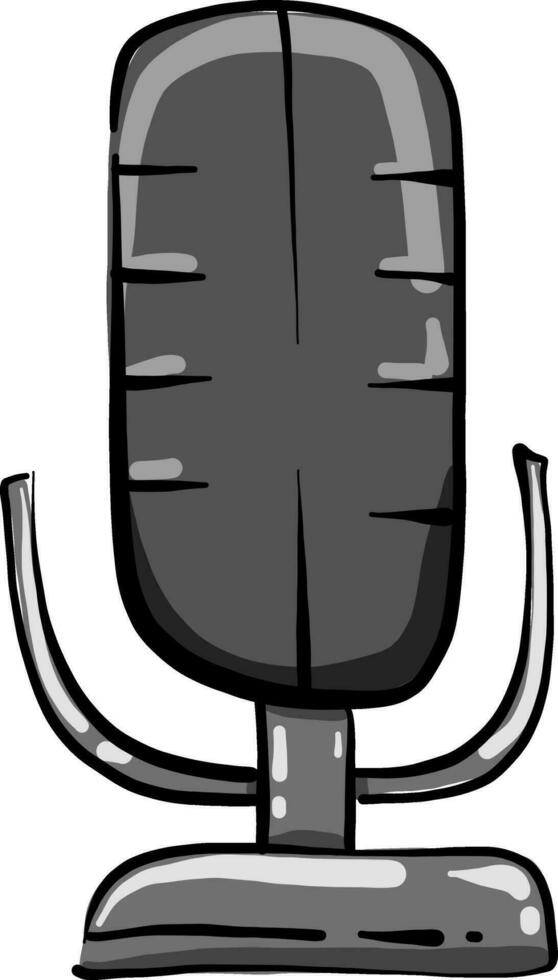 Grey microphone, illustration, vector on white background