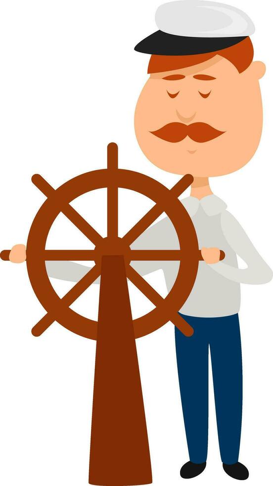 Captain of the ship, illustration, vector on white background